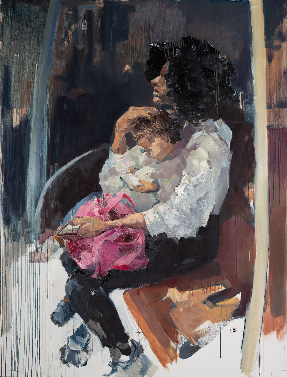 Cronaca di una conquista precaria, cm 184x140, olio su tela, 2023