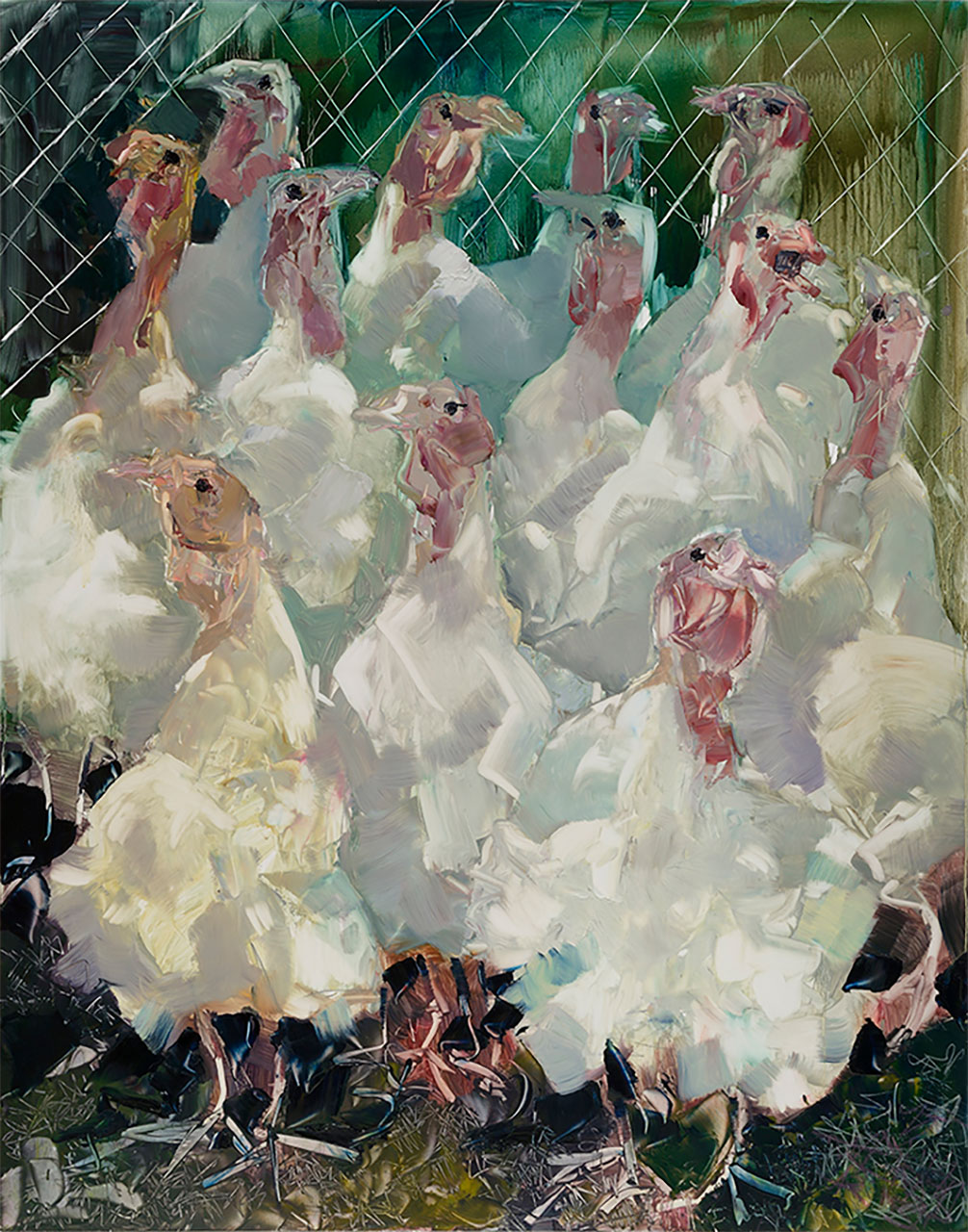 Tacchini bianchi, cm 140x110, olio su forex, 2015